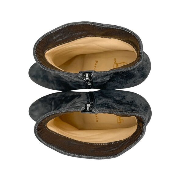 Christian Louboutin Bianca Bootie 120 EU 39 US 9 Charbon Velour Suede Platform - Picture 7 of 11